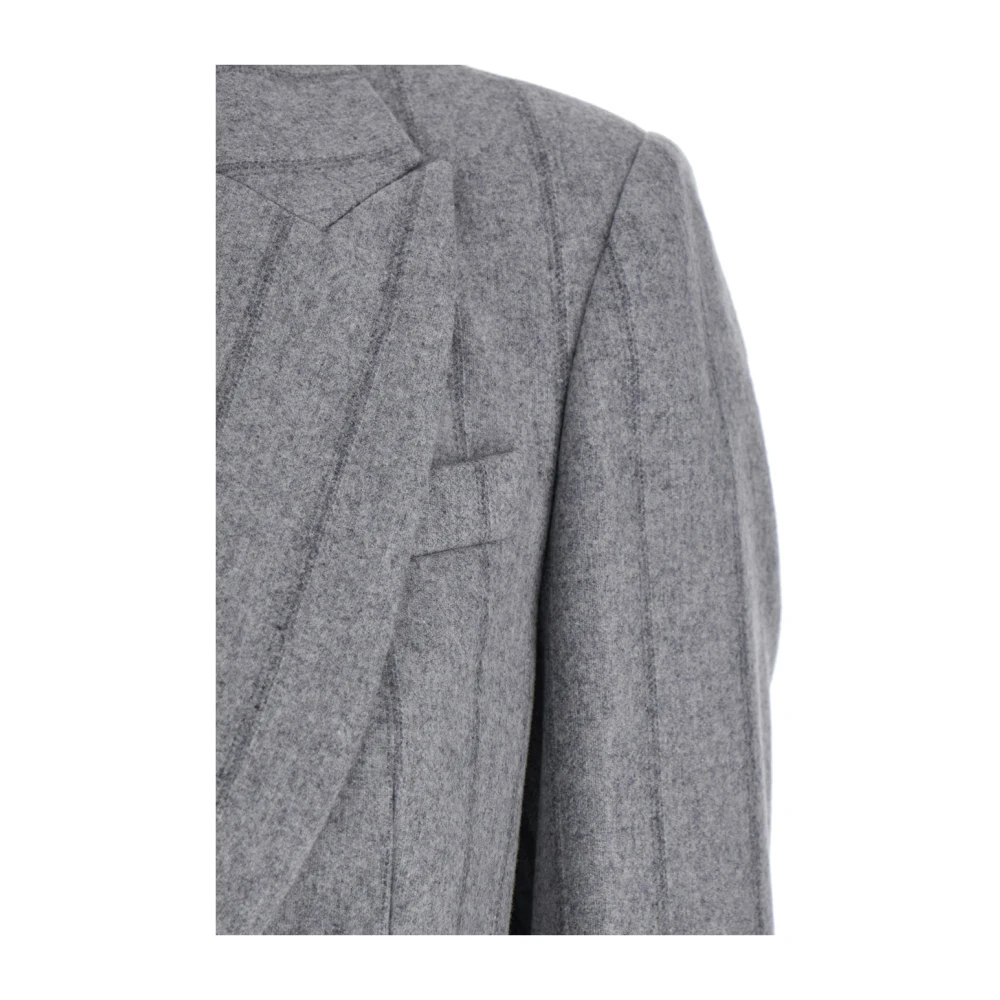 BRUNELLO CUCINELLI Grijze Wolmix Single-Breasted Jas Gray Dames