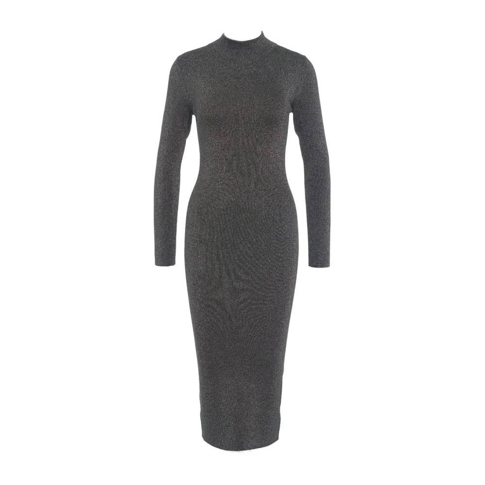 Michael Kors Zilveren Glitter Gebreide Jurk Elegante Stijl Gray Dames