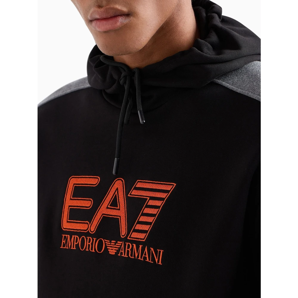 Emporio Armani EA7 Zwarte hoodie sweatshirt voor mannen Black Heren