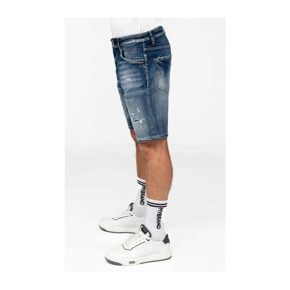 My Brand Korte Blauwe Ripped Rebel Jeans Blue Heren