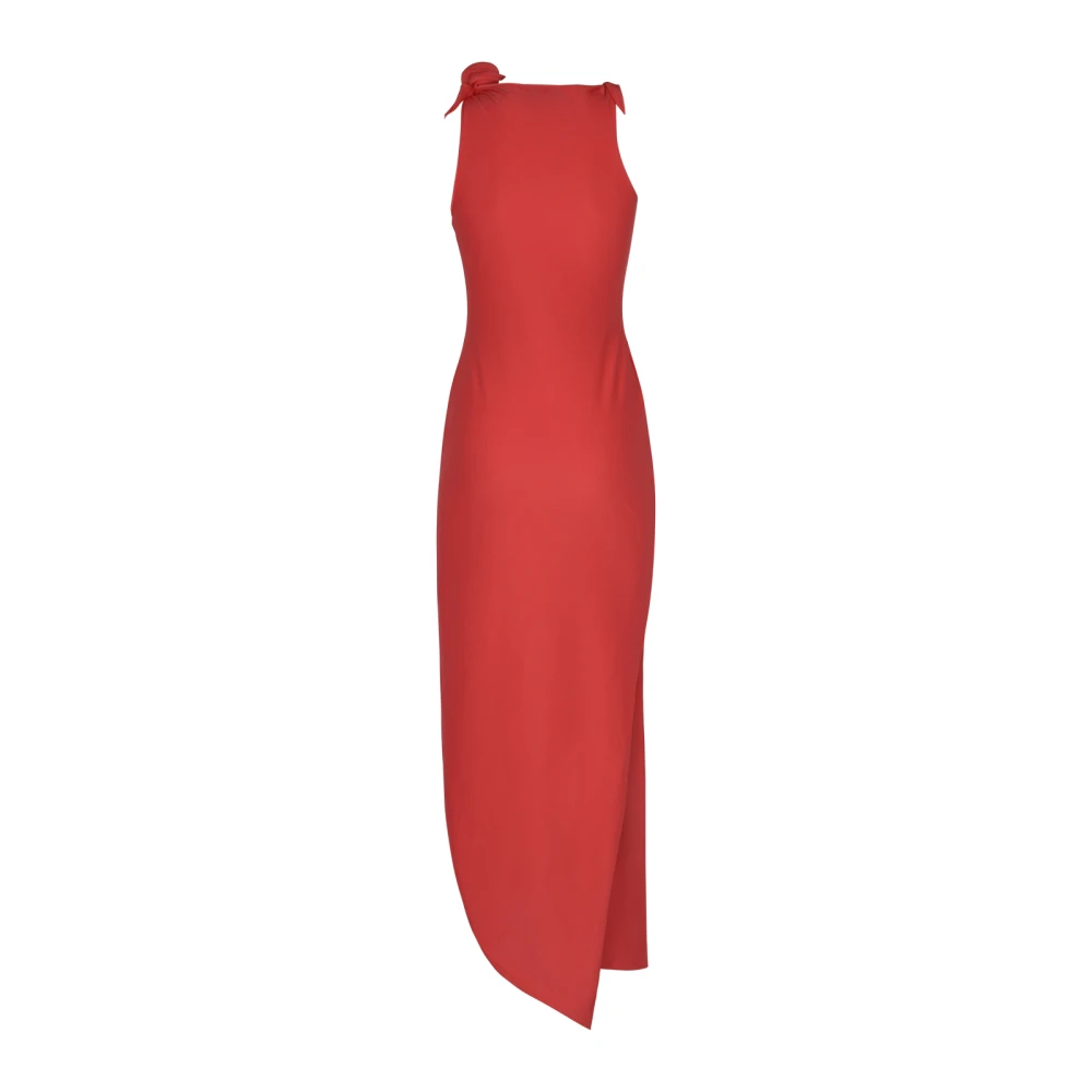 Coperni Rode Asymmetrische Bloem Jurk Red Dames