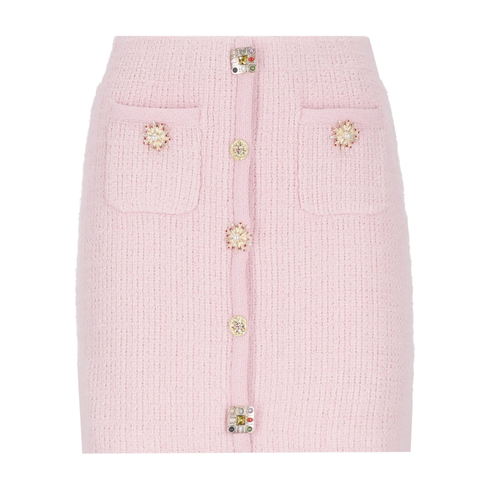 Self Portrait Minirok met Knoopdetails Pink Dames
