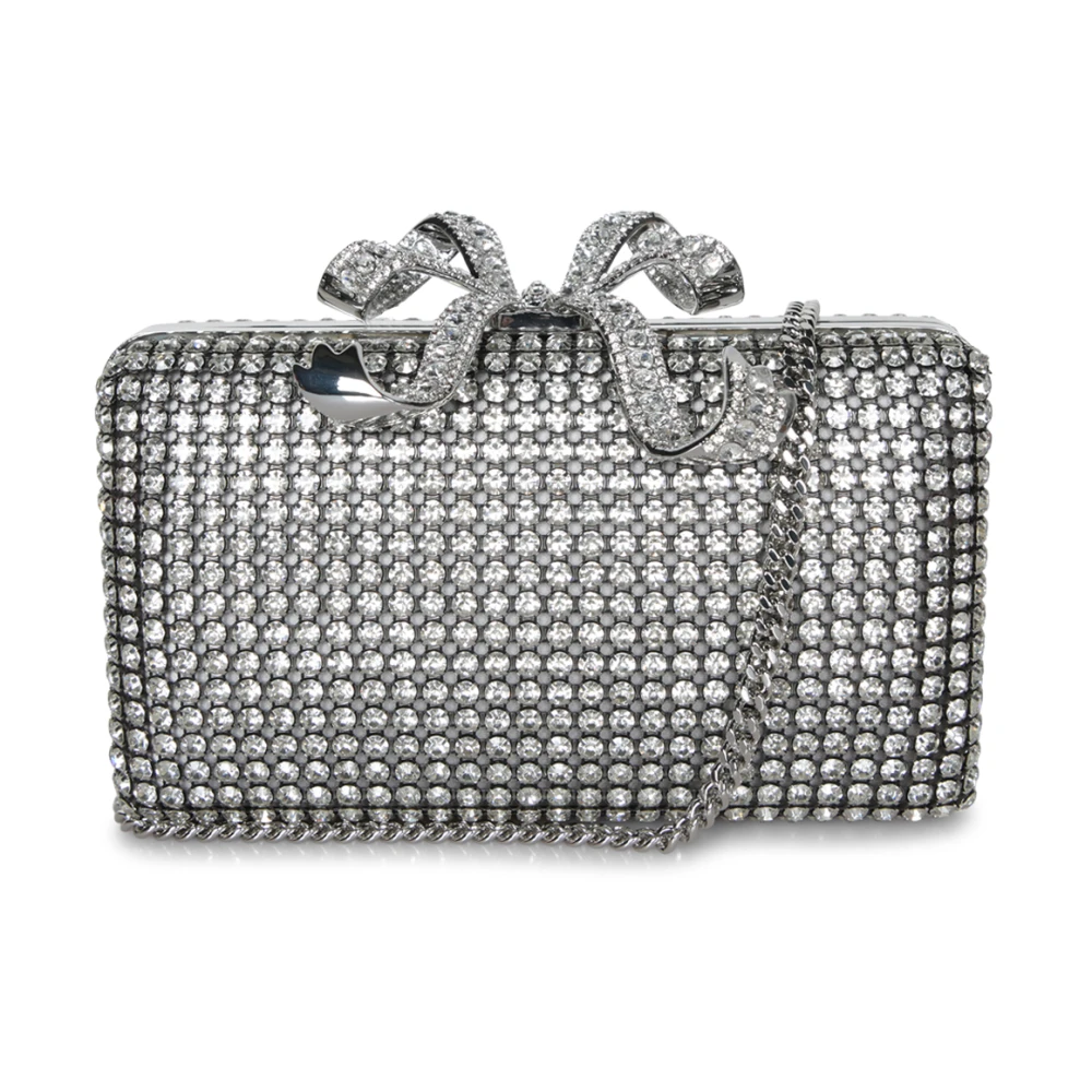 Self Portrait Kristal Doos Fonkelende Clutch Gray Dames