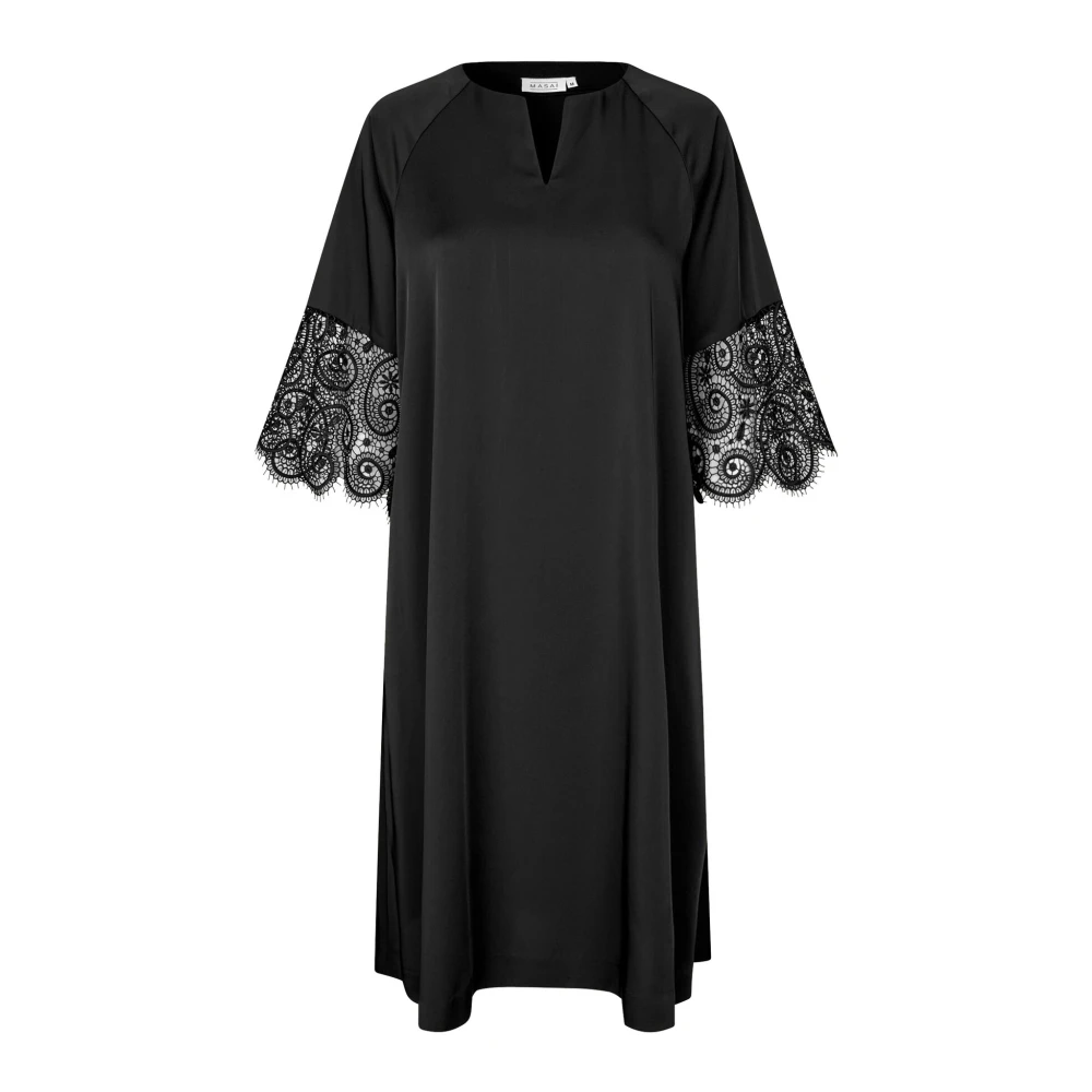 Masai Elegante Zwarte Jurk met Kantdetails Black Dames