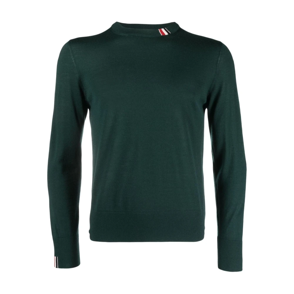 Thom Browne Groene wollen trui met tricolor detail Green Heren