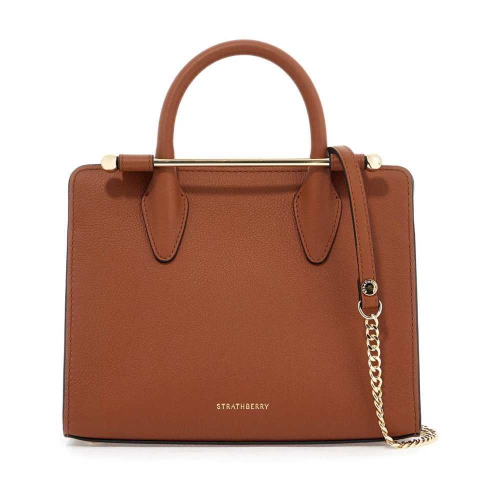 Strathberry Nano Tote Tas met Metalen Staaf Brown Dames