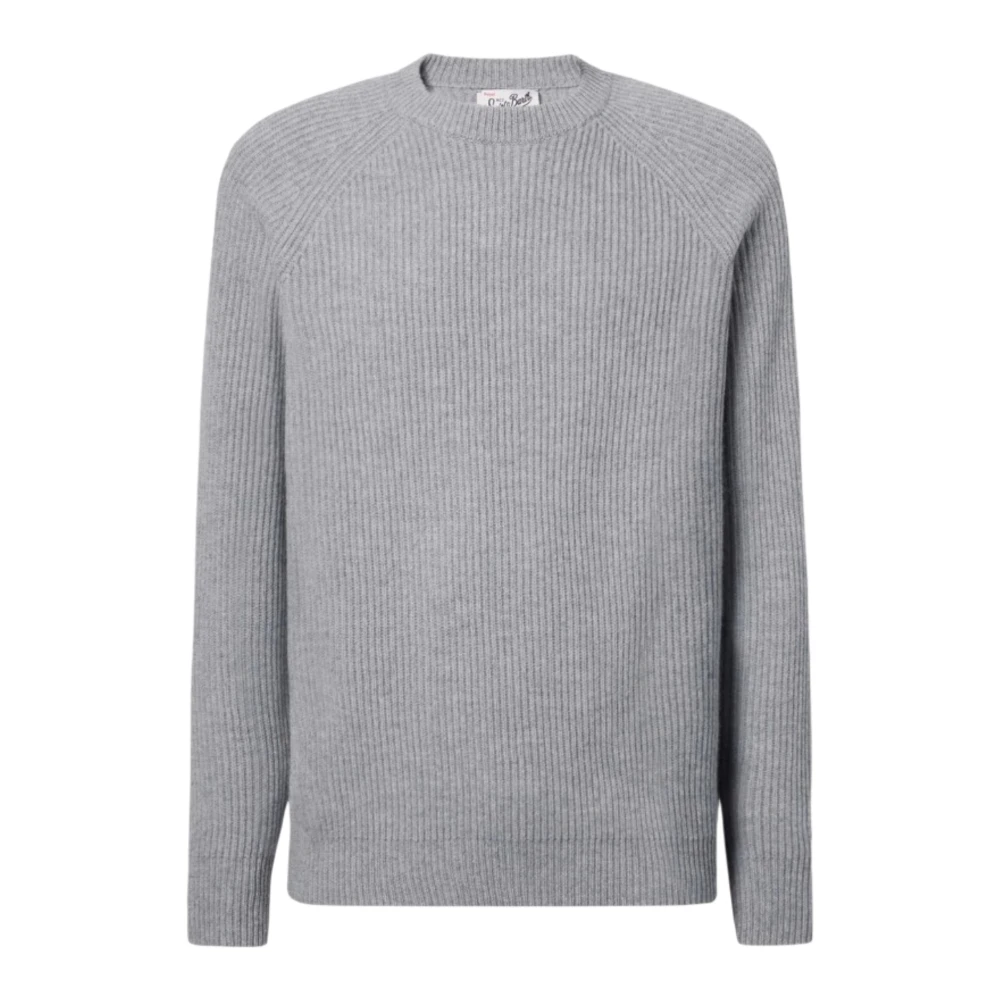 Mc2 Saint Barth Men's Gray Marine Ribbed Wool Jumper - Round-Neck Knitwear - Xl - Knitwear