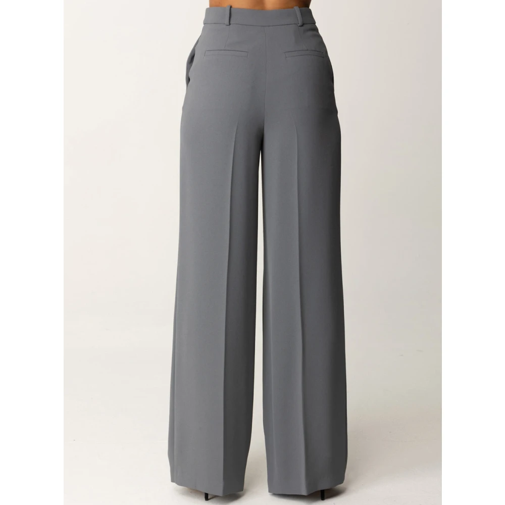 Elisabetta Franchi Grijze Palazzo Broek Rechte Pijp Gray Dames