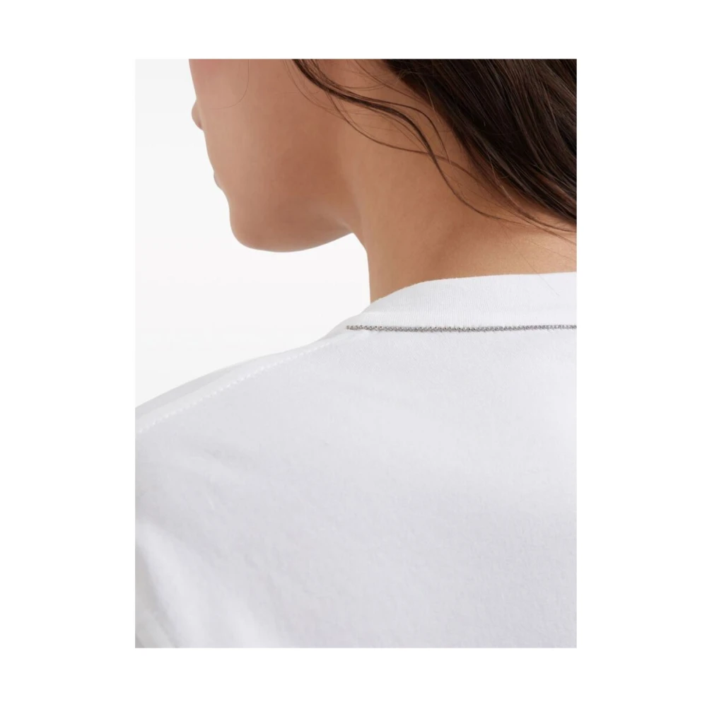 BRUNELLO CUCINELLI Witte Katoenen Monili Ketting T-shirt White Dames