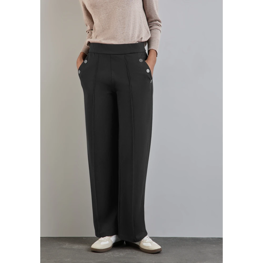Street One High Waist Straight Leg Casual Broek Black Dames