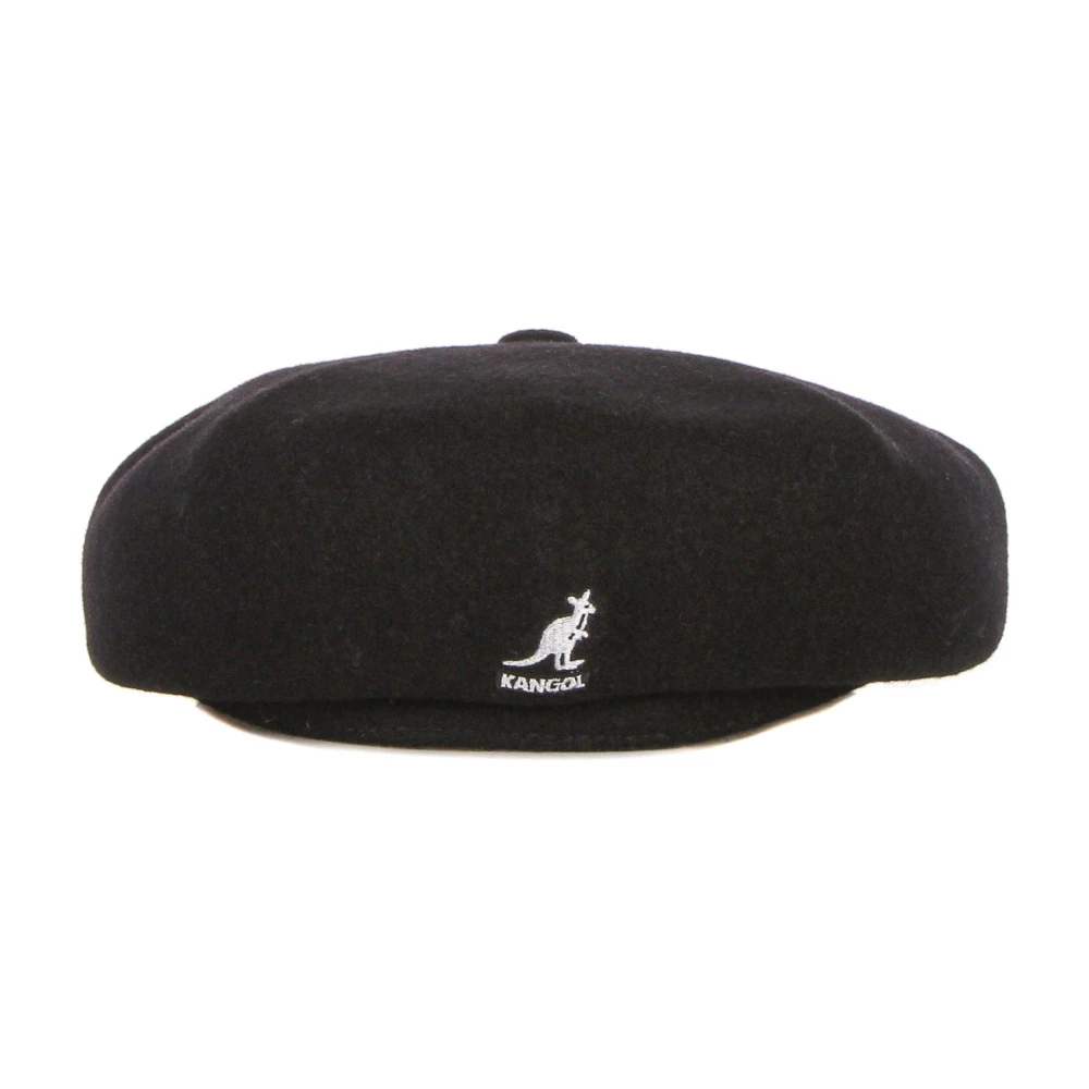 Kangol Zwarte Wolle Platte Pet Hoed Black Heren