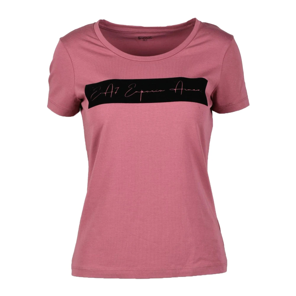 Emporio Armani EA7 Katoen Modal Elastaan T-shirt Pink Dames