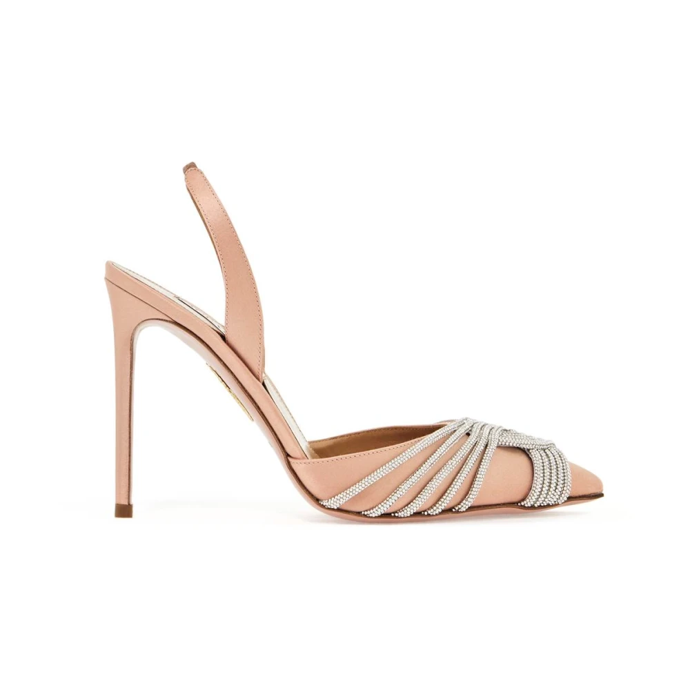 Aquazzura Kristallutsmyckade Sling Pumps Beige, Dam