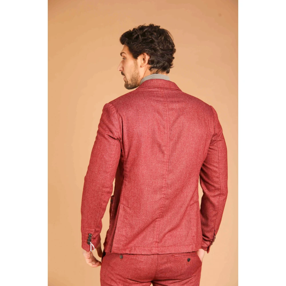 Mason's Rode Wollen Blend Flanellen Blazer Red Heren