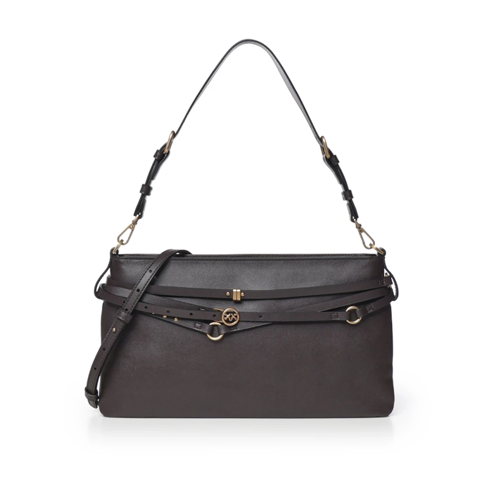 PINKO - Borsa a tracolla nera in pelle di vitello - Donna - Taglia UNI - Immagine 2
