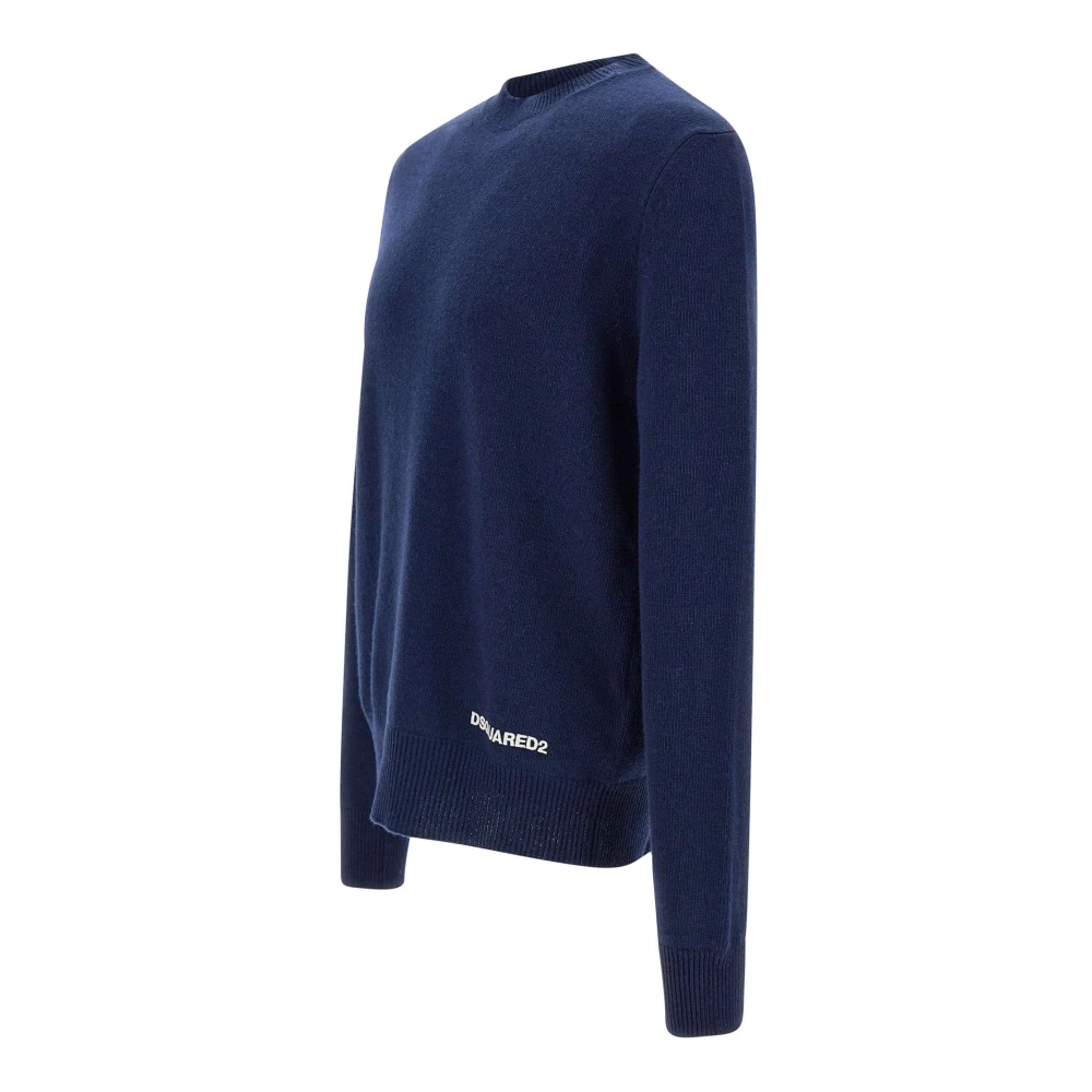 Dsquared2 Blauwe Wollen Crew Neck Trui Blue Heren