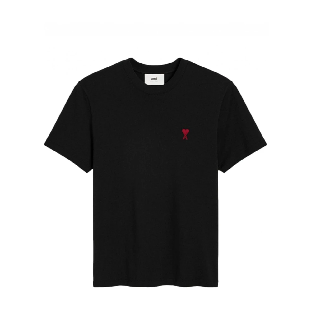 Ami Paris Klassiek Rood Logo T-Shirt Black Heren