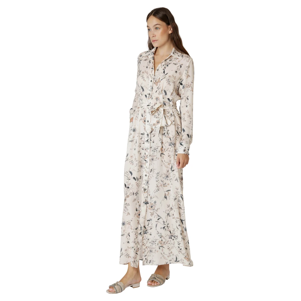 Eleventy Zijden Georgette Ramage Print Jurk Multicolor Dames