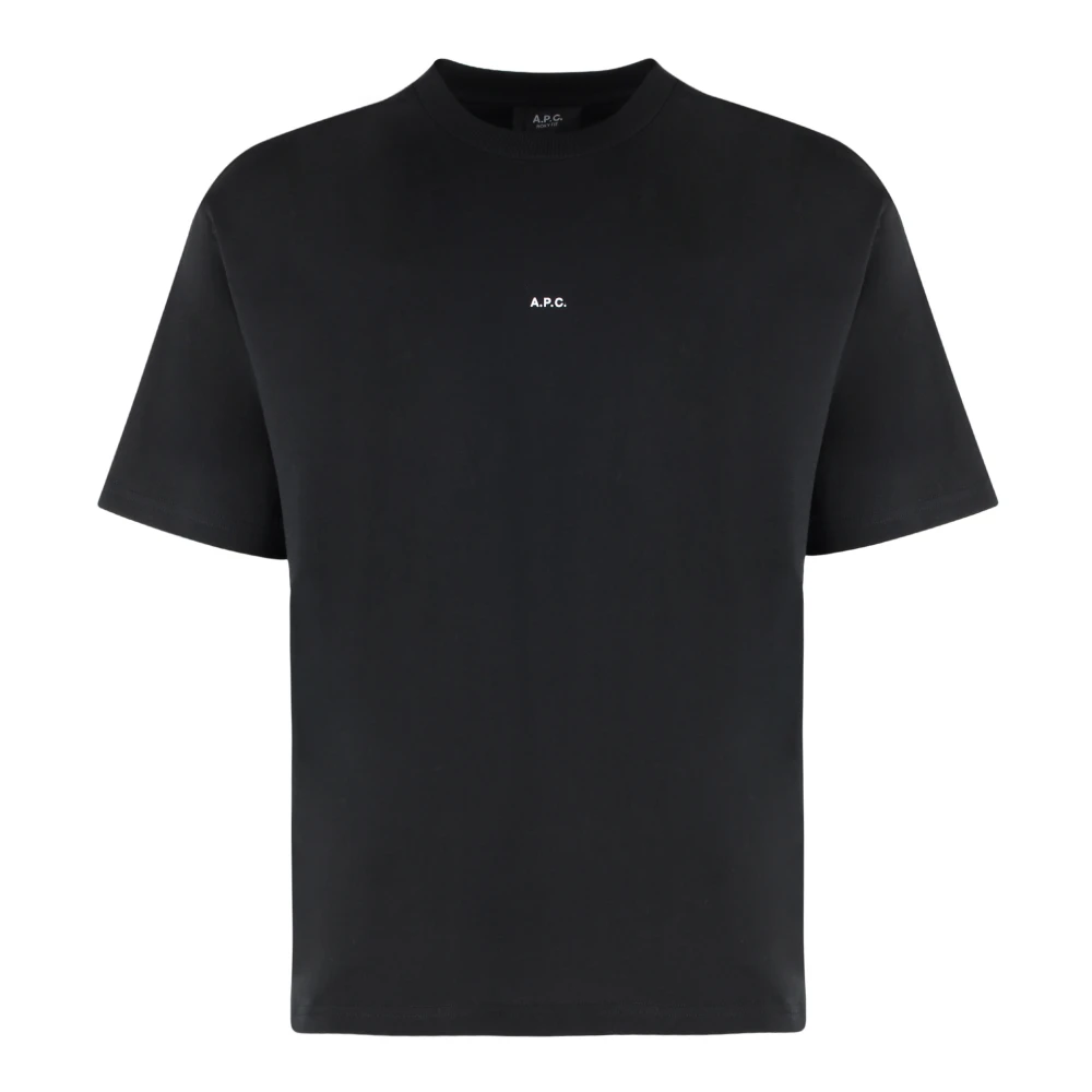 A.p.c. Men's Black T-Shirts, M, Boxy Micro Logo Cotton Crew-Neck T-Shirt