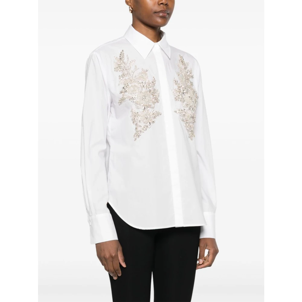 Blugirl Witte overhemd met knoopmanchet en gebogen zoom White Dames