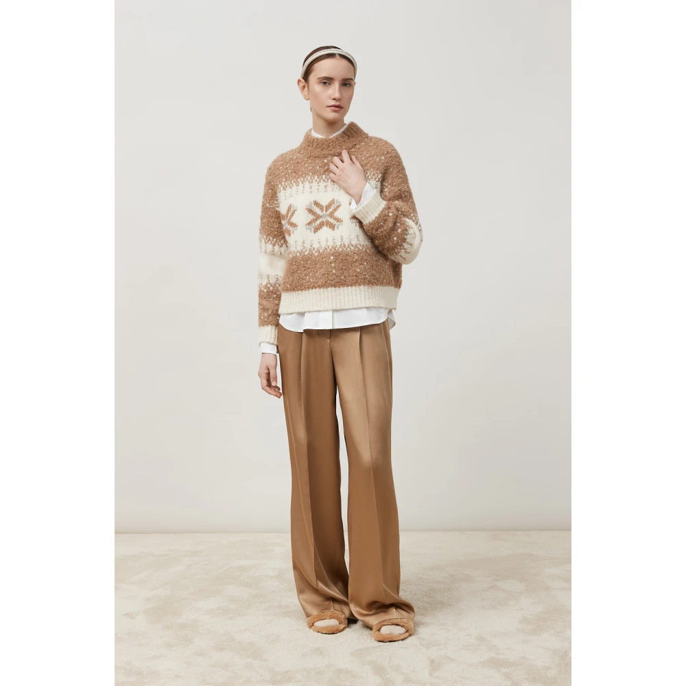 PESERICO Satin palazzo broek Brown Dames