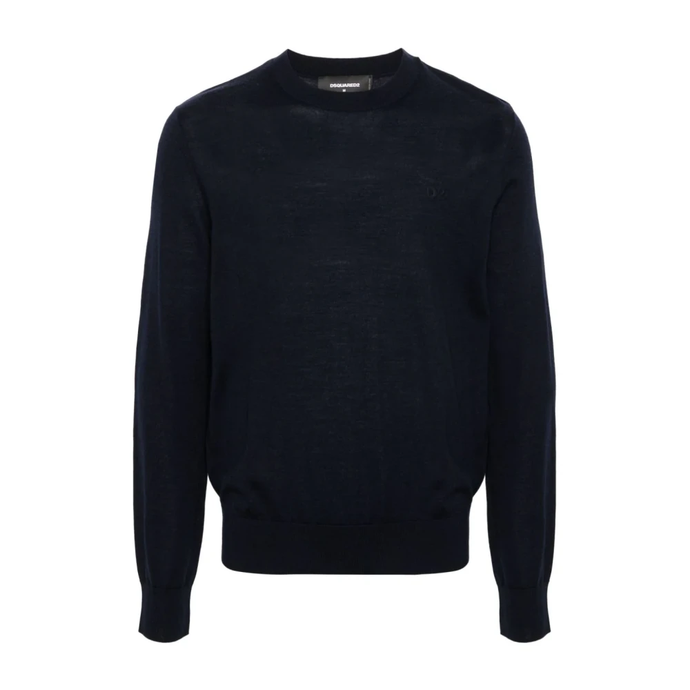 Dsquared2 Geborduurde Logo Navy Jersey Sweater Black Heren