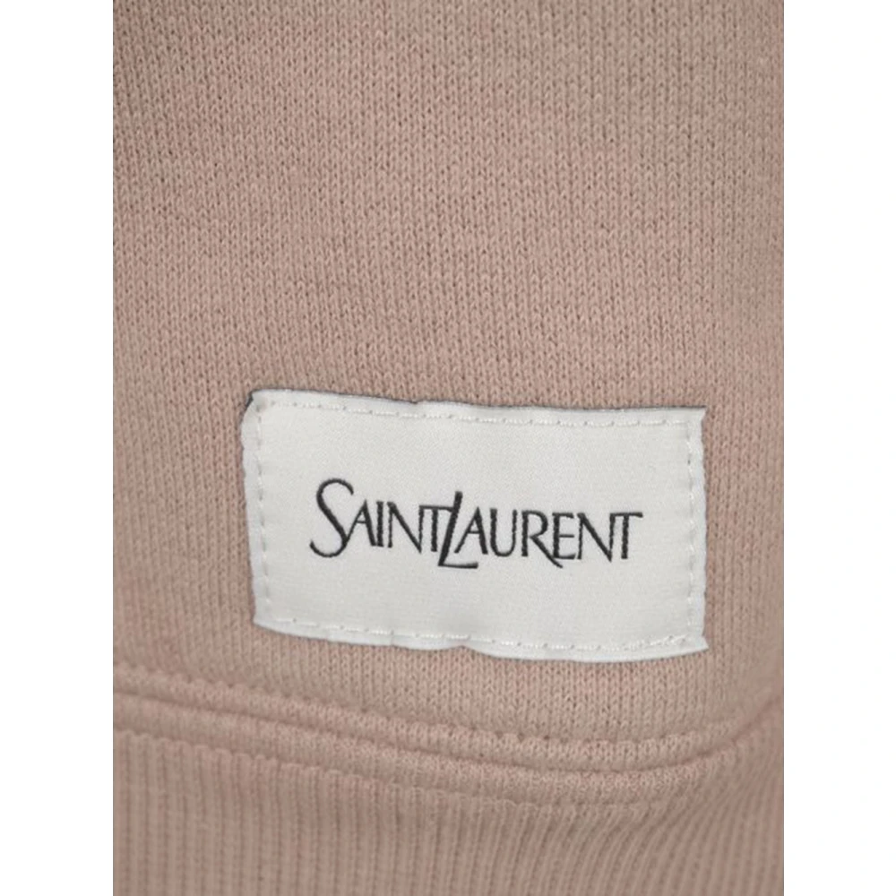 Saint Laurent Cotton Logo Hoodie Pink Heren