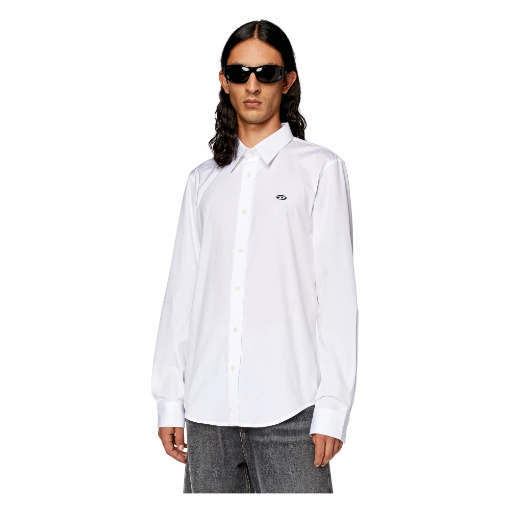 Diesel Shirt with oval D patch White Heren