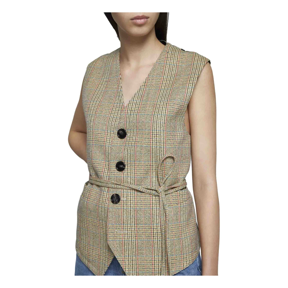 Bottega Veneta Prince of Wales Vest Beige Dames