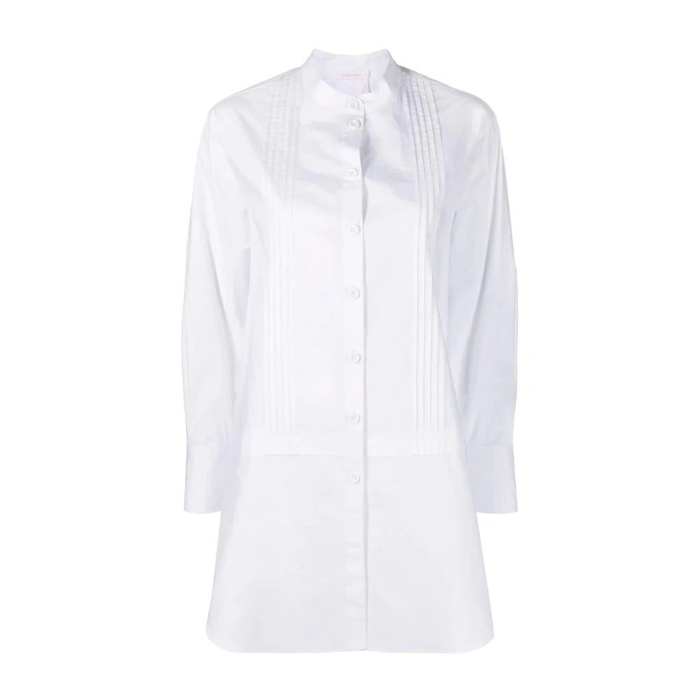 See by Chloé Witte Katoenen Overhemd met Lange Mouwen White Dames