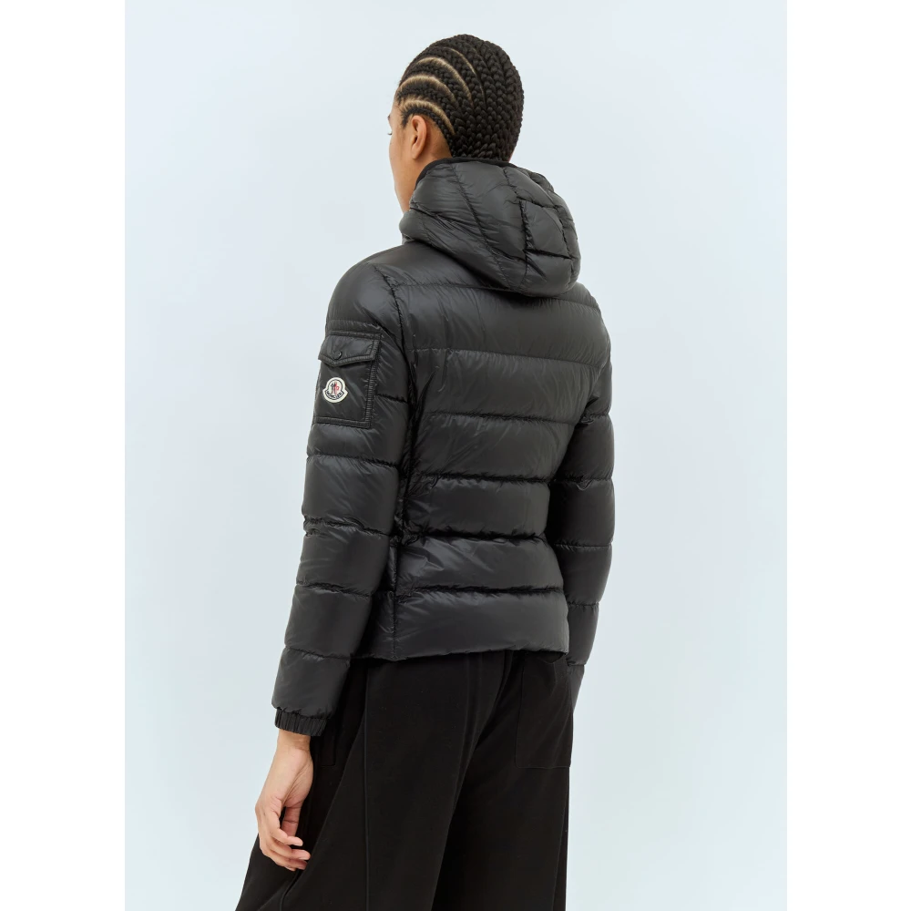 Moncler Quilted Hooded Down Jacket Black Dames