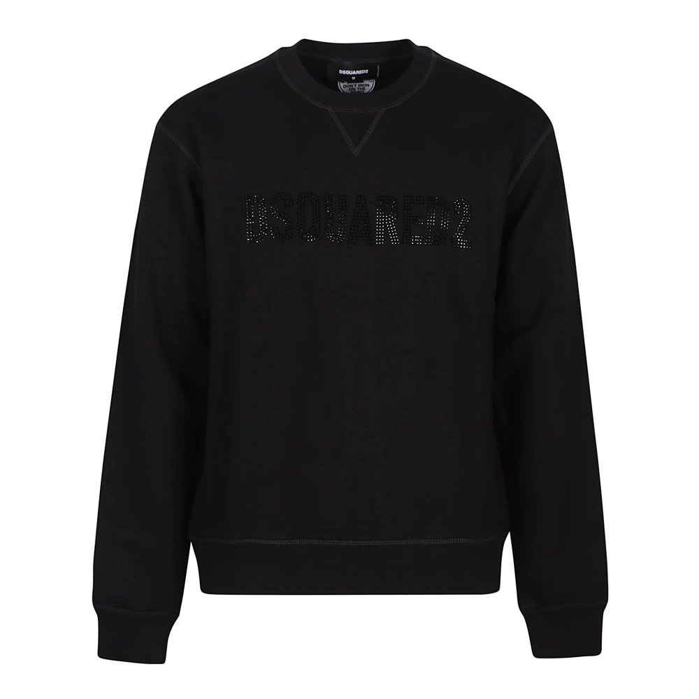 Dsquared2 Strass Logo Sweatshirt veelzijdig voor alle gelegenheden Black Heren