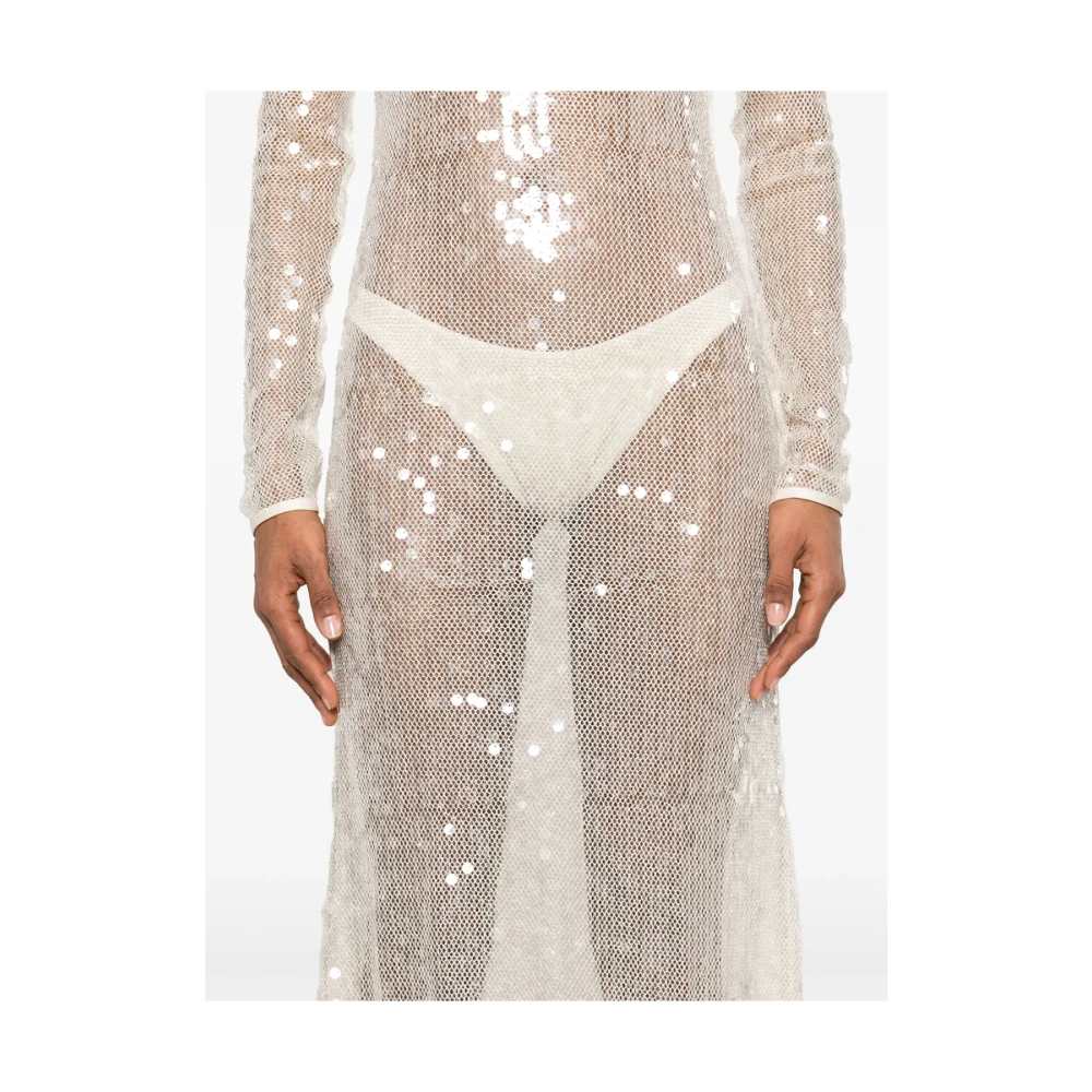 David Koma Mesh Design Open Rug Jurk Beige Dames