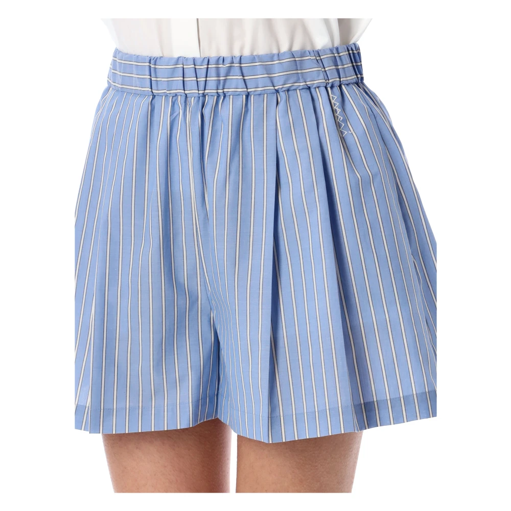Marni Gestreepte Popeline Shorts Blue Dames