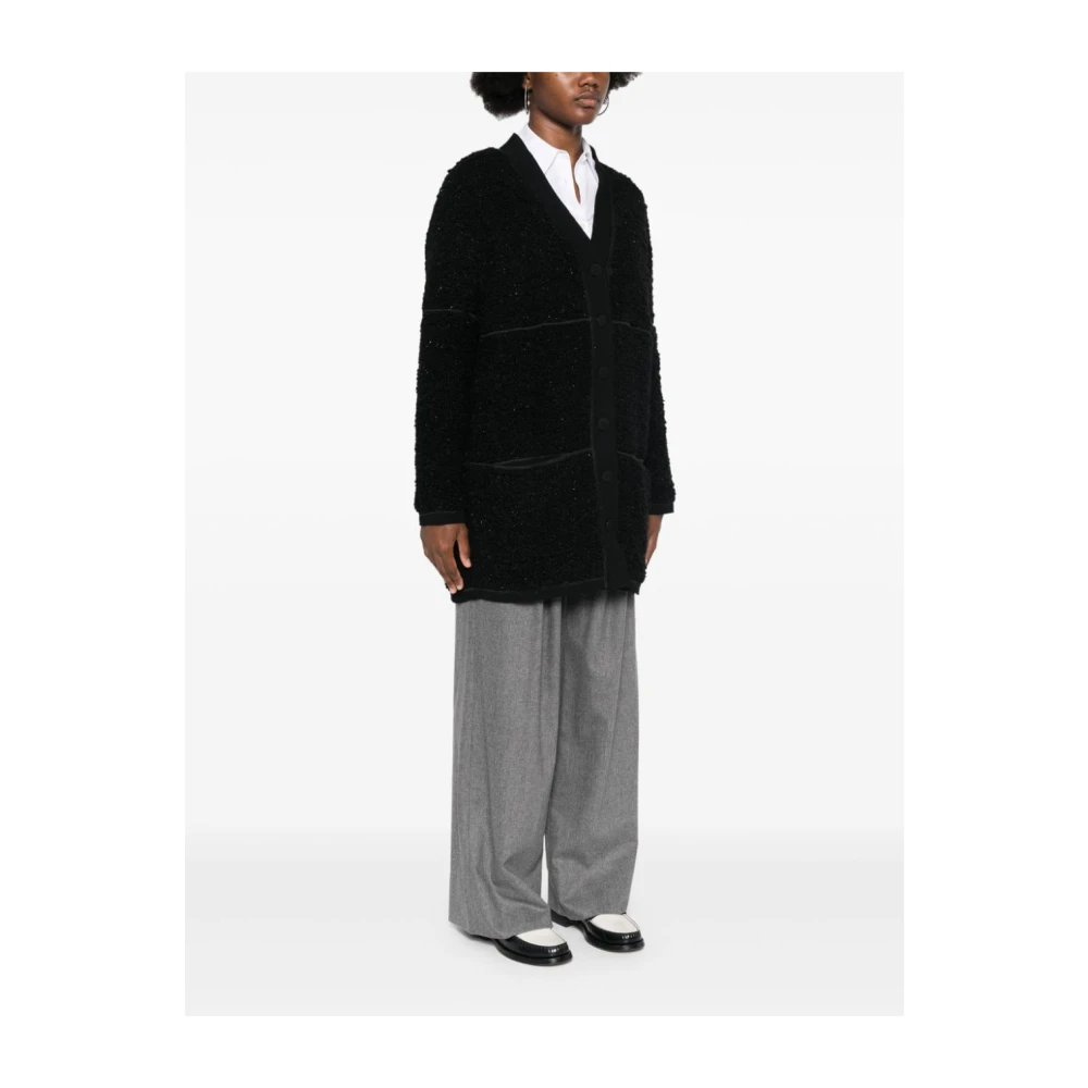Giorgio Armani Zwarte Boucle Trui Metallic Detail Black Dames