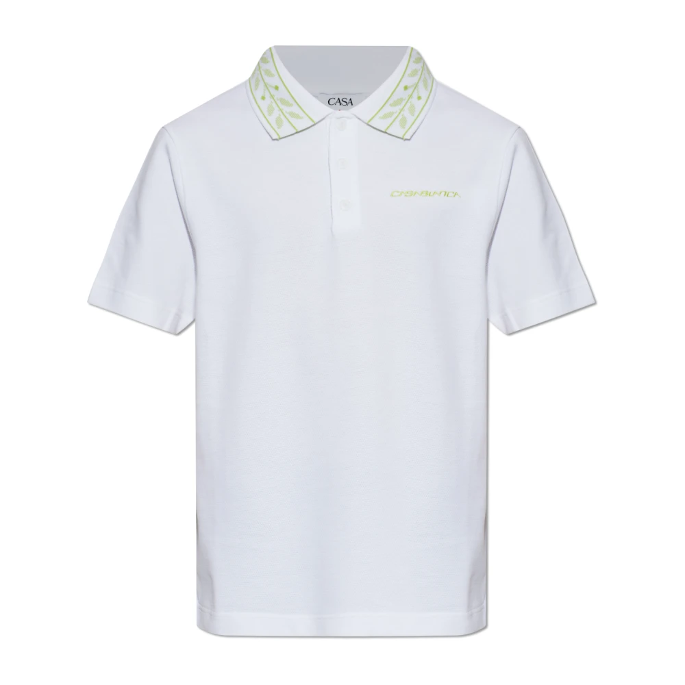 Casablanca Men's White Polo Shirts, L, Logo Polo Shirt