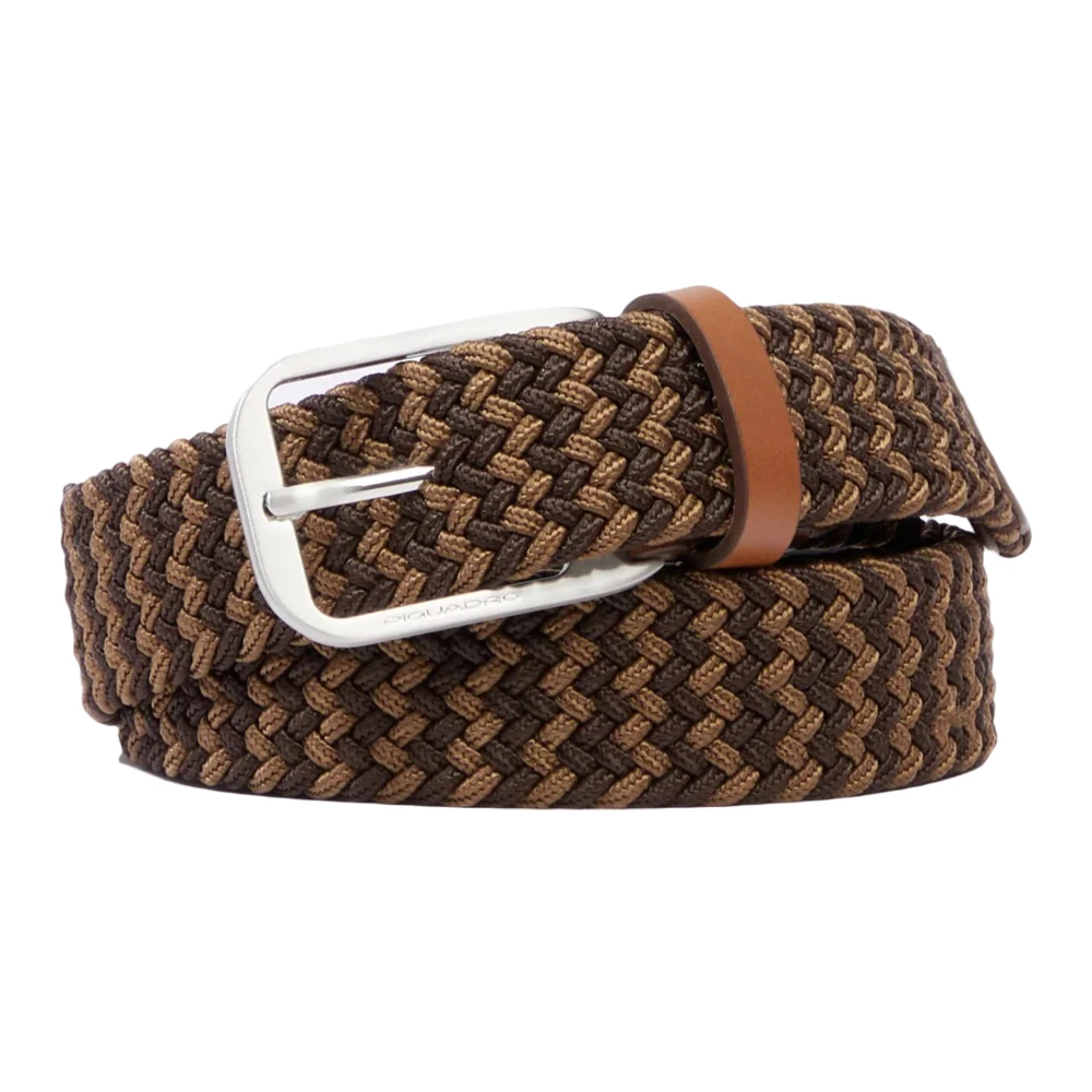 Piquadro Men's Multicolor Belts, 110 Cm, Braided Stretch Belt With Prong Buckle