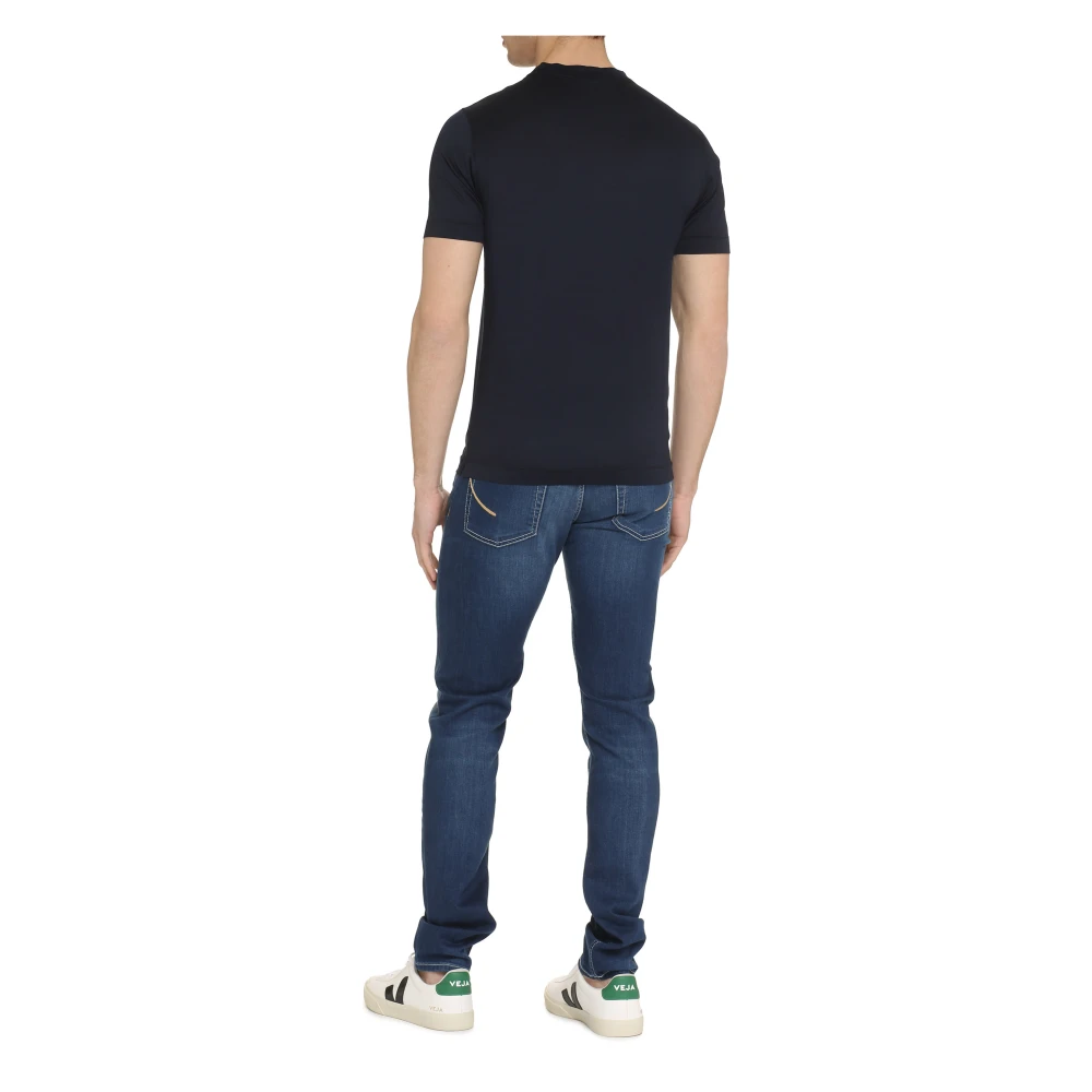 Canali Geribbelde Katoenen Crew-Neck T-shirt Green Heren