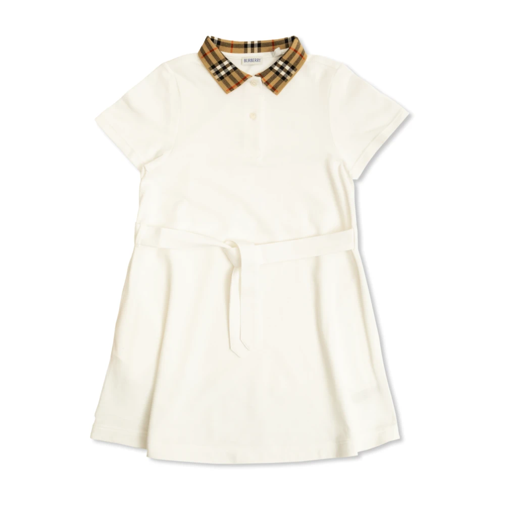 Burberry Unisex Kids White Dresses, 8 Y, Cotton Polo Dress