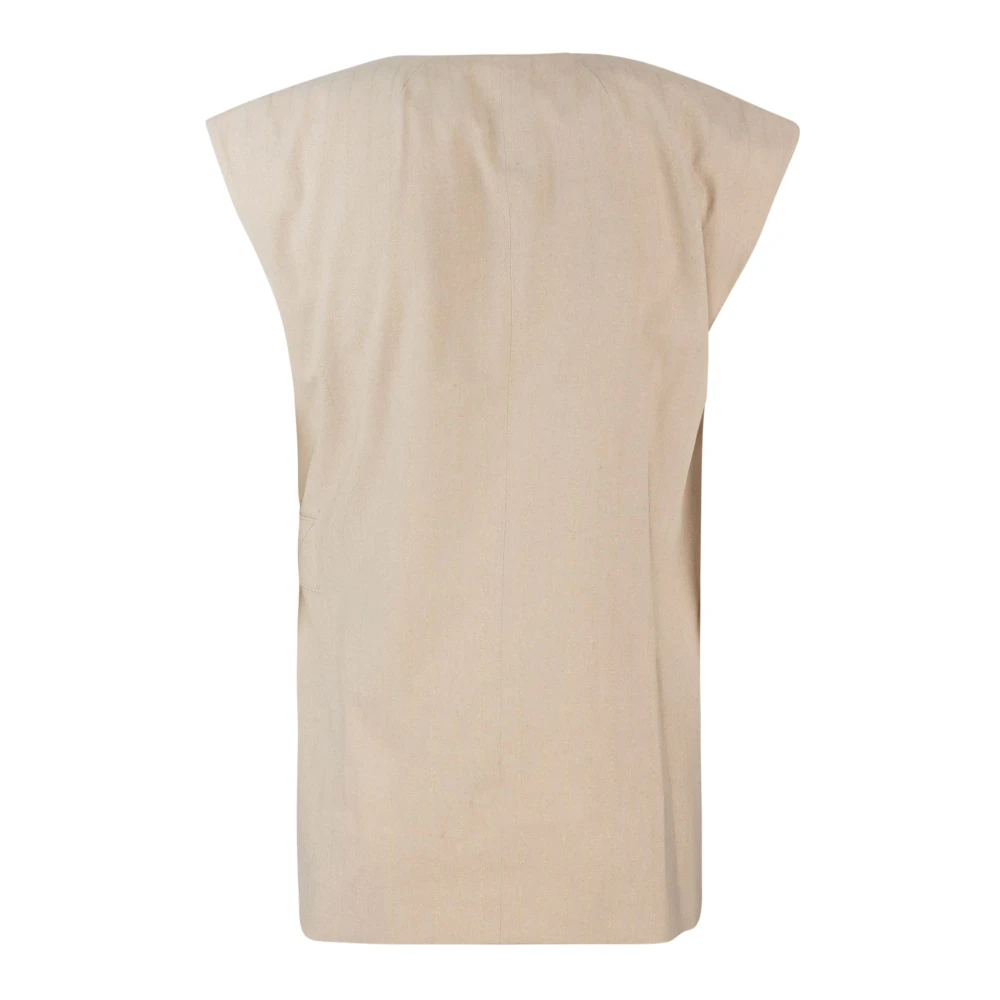 Liu Jo Gouden Gestreepte Lurex Jas Beige Dames