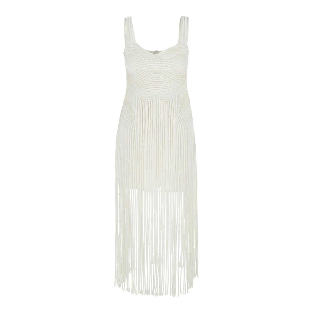 Simkhai Witte Midi Jurk met Franje Zoom White Dames