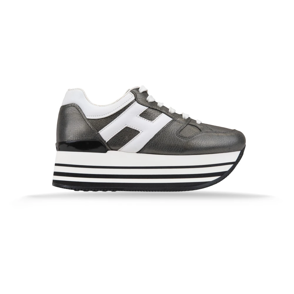 Hogan Leren Vetersneakers Dames Schoenen Zwart