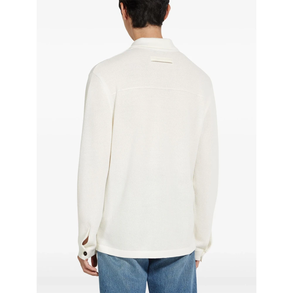 Z Zegna Witte Wollen Trui Overhemdkraag White Heren