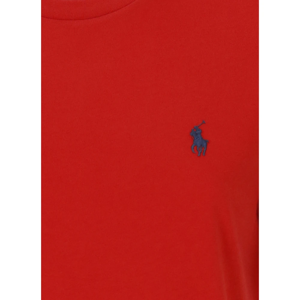 Ralph Lauren Rode Katoenen T-shirt met Iconische Pony Red Dames