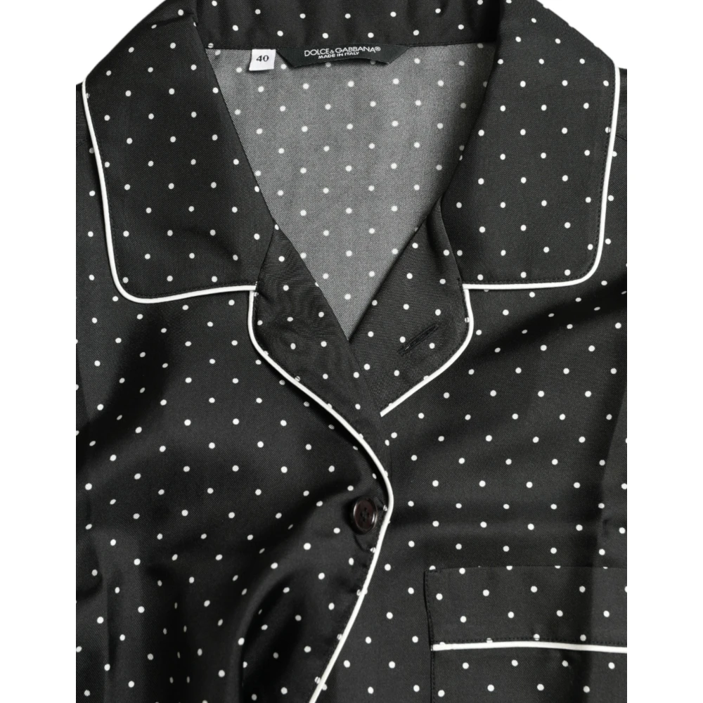 Dolce & Gabbana Polka Dot Zijden Casual Shirt Black Heren