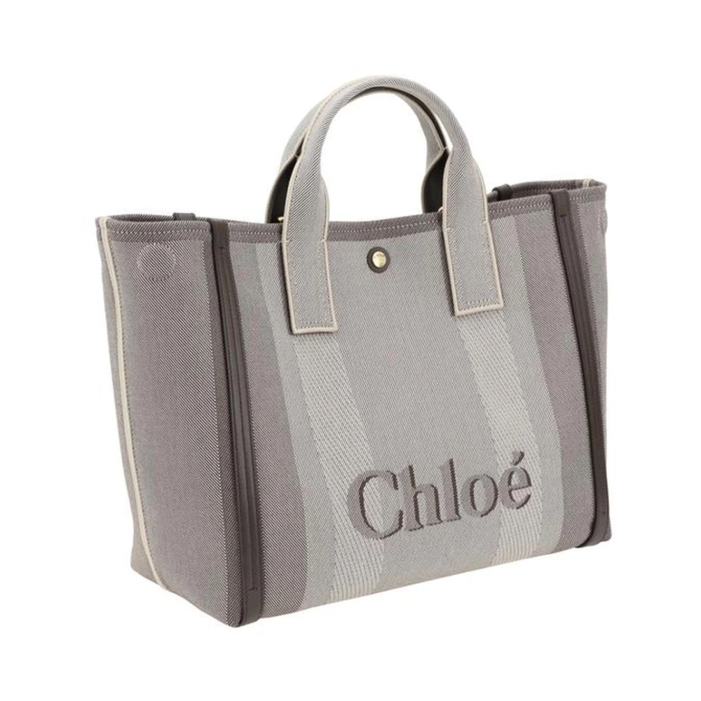 Chloé Katoenen handtas met leren details Gray Dames