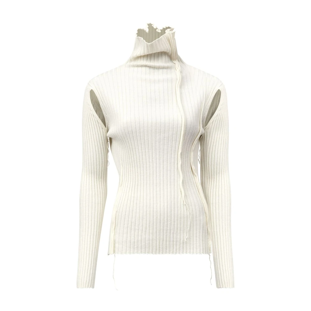 MM6 Maison Margiela Witte Turtleneck Trui met Cut-out Details White Dames