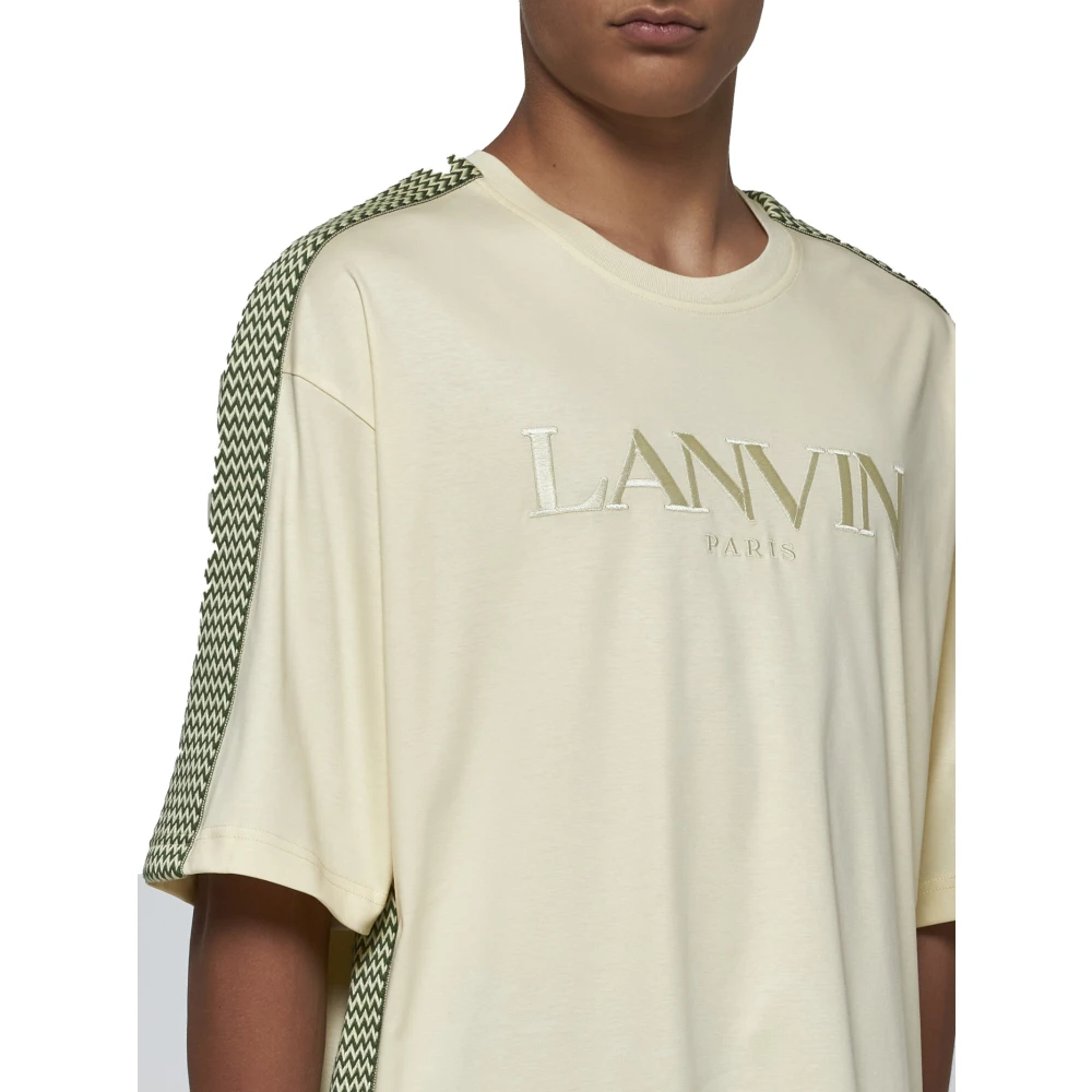 Lanvin Lichtgele Katoenen T-shirt met Logo Beige Heren