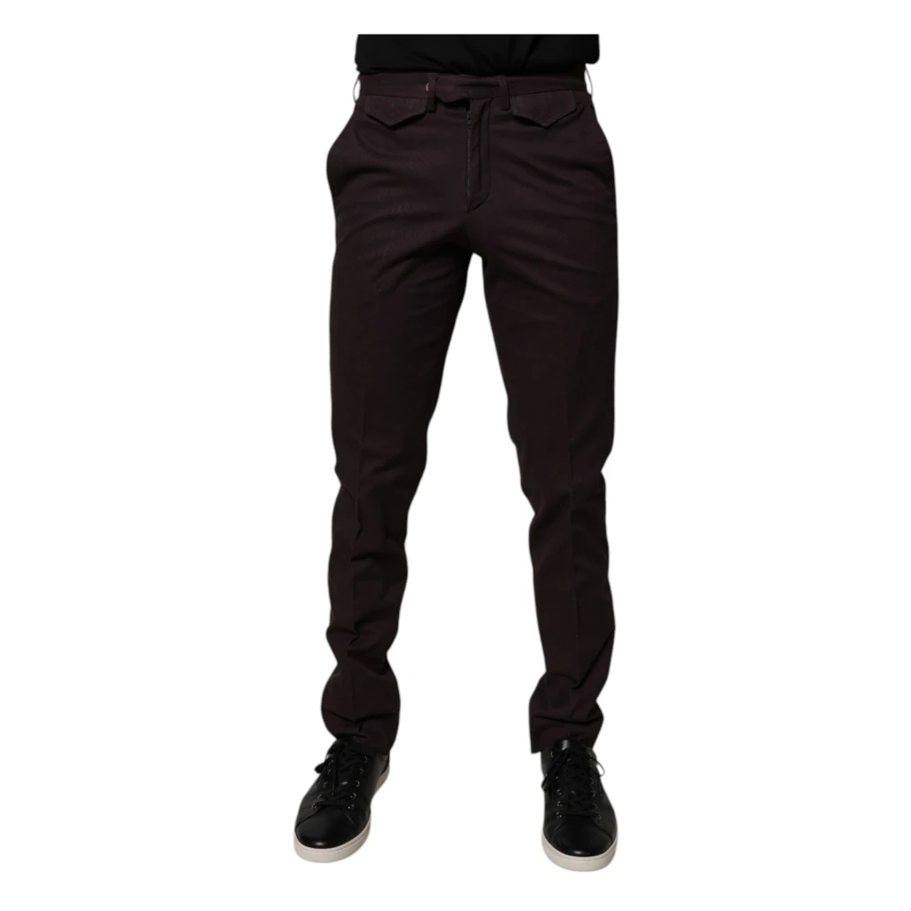 BENCIVENGA Brown Pure Cotton Slim Fit Men Dress Pants - IT46 | S - Image 2