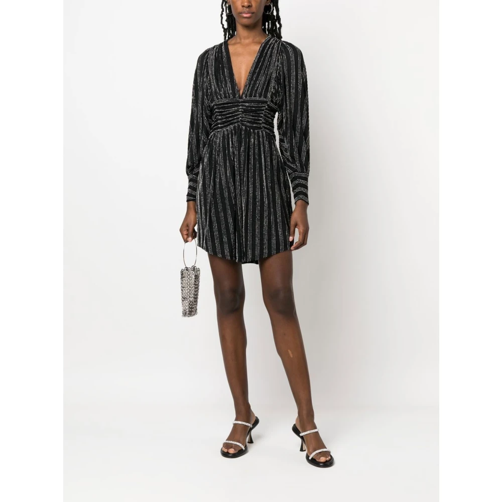 IRO Zwarte Metallic-Geribbelde Jurk met Lange Mouwen Black Dames